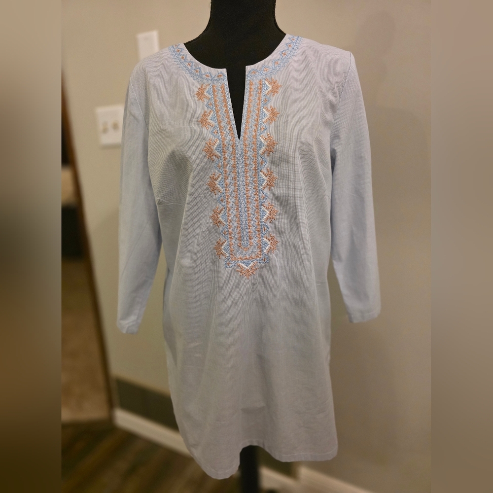 J. Mclaughlin Blue Checkered Fabric Top